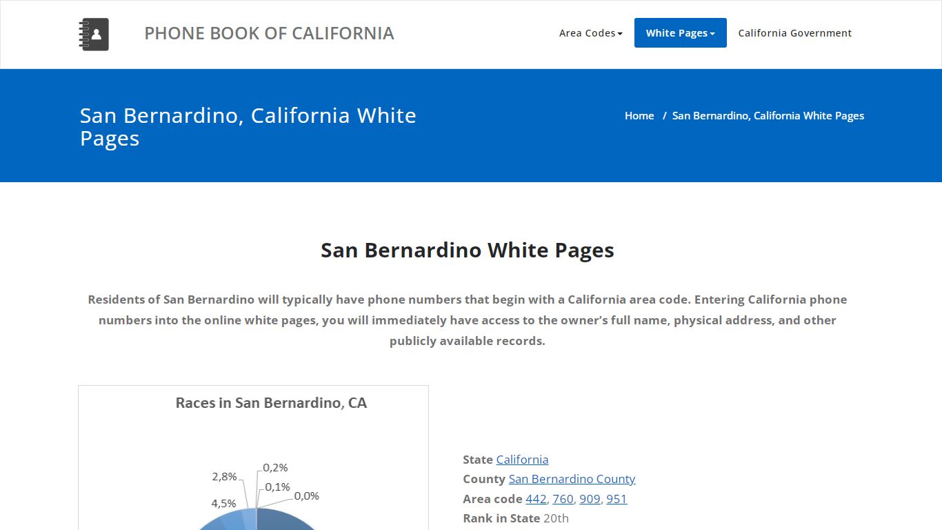 San Bernardino, California White Pages - PHONE BOOK OF CALIFORNIA